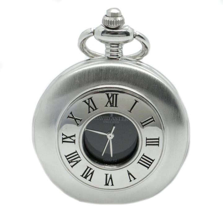 Dalaco - incorporating David Aster - Wholesale Wrist Watch - Men's - Silver & Black Quartz Half Hunter Pocket Watch