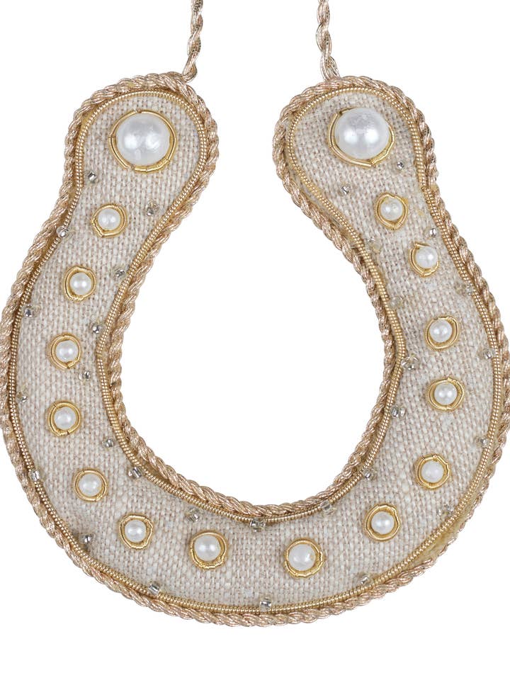 Handmade Lucky Horseshoe Irish Linen Gift Ornament for wholesale by Katie Larmour Linen