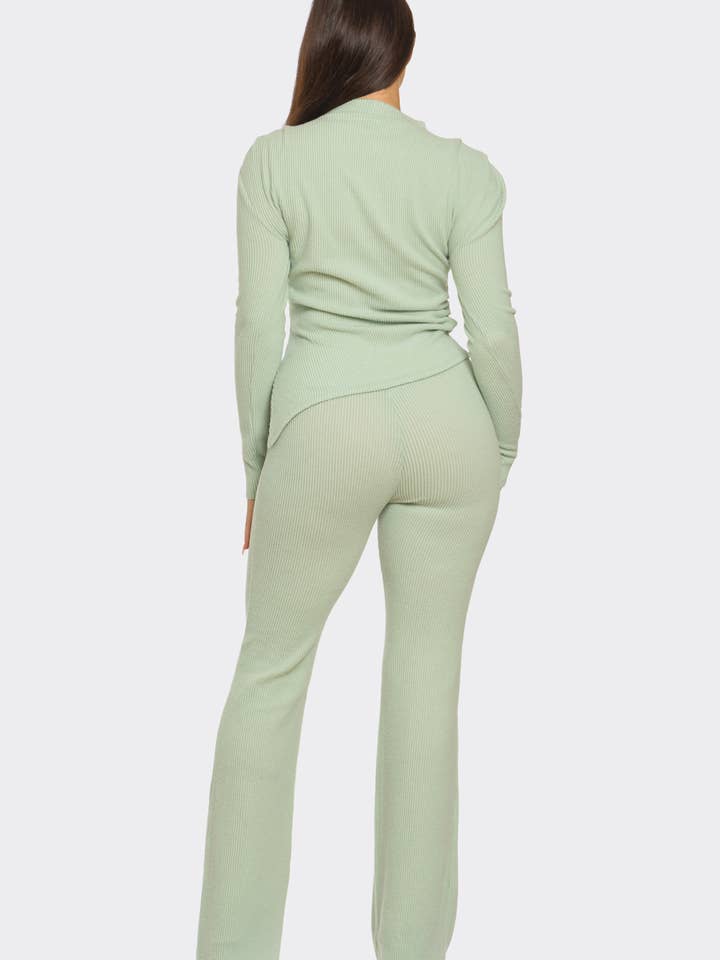 Julia by LoveJ - Wholesale Top & Pant Set (NOT Loungewear) - Women's - Asymmetric Ruched Hem Top And Pants Set 3