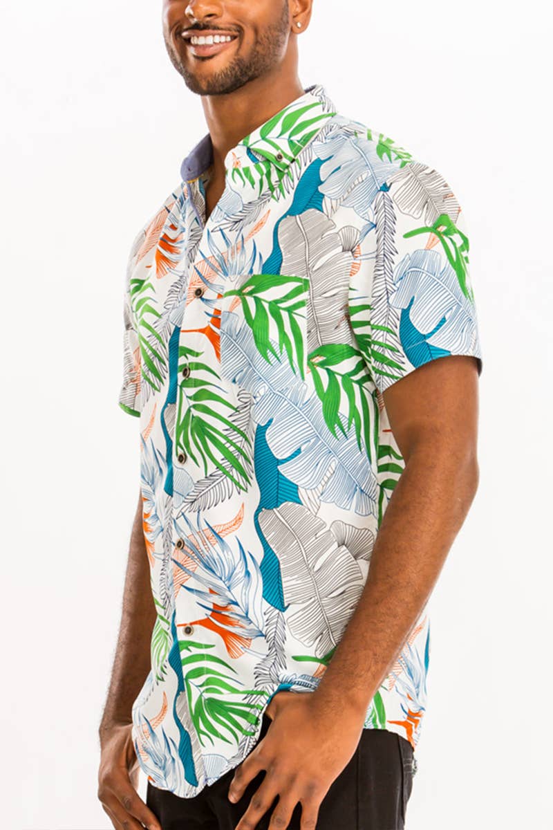 WEIV - Wholesale Button Down Shirt - Men's - WS7048 Short Sleeve Hawaiian Button Down Shirt1