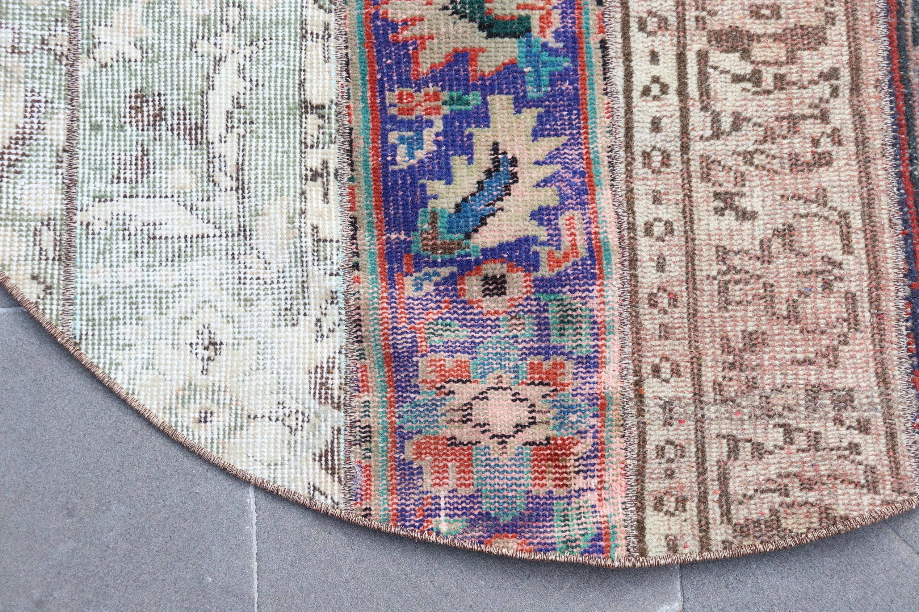 The Loom Wholesale - Wholesale Rug Pad - Vintage 3,6x3,6 ft Rug, Turkish Rug, Blue Geometric with floral elements Wool Rug8