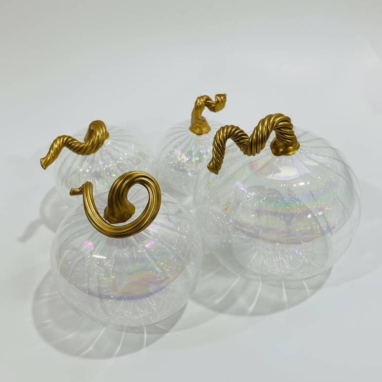 Dandarah (Ships from Canada) – Großhandel Tischdeko – Geblasener Glastisch Thanksgiving-Kürbis - Irisierendes Klar2