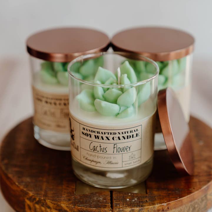 Fire Doll Studio - Wholesale Jar/Filled Candle - Cactus Flower 10 oz Scented Soy Wax Candle1