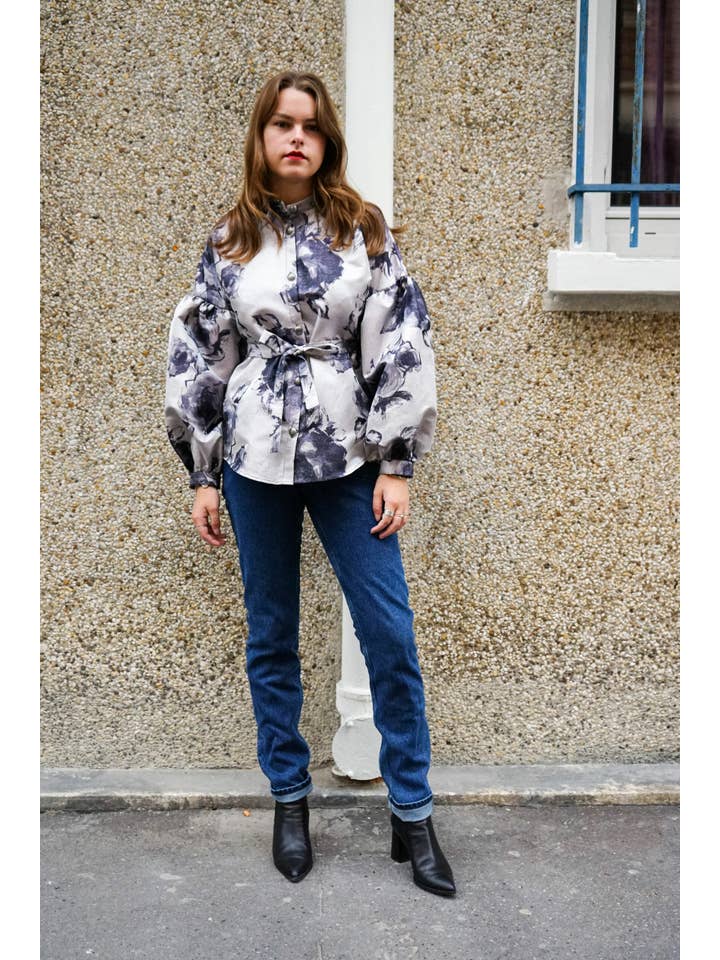 ROSAMEN BADO - Wholesale Button Down Shirt - Women's - VALLOTTON Blouse - Dark Flower2