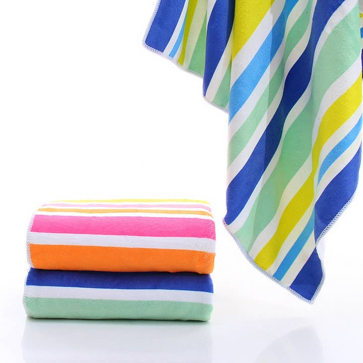 ACCITY - Wholesale Bath Towel - THICKENED BEACH TOWEL WITH PRINTED STRIPES_CWMM2282
