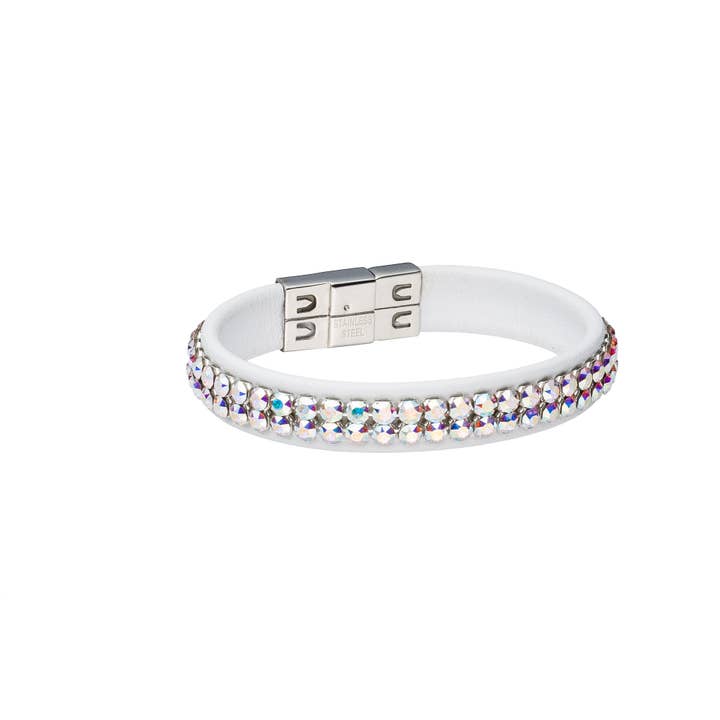 Leren armband „Mesh” enkel wit voor wholesale door Crocus