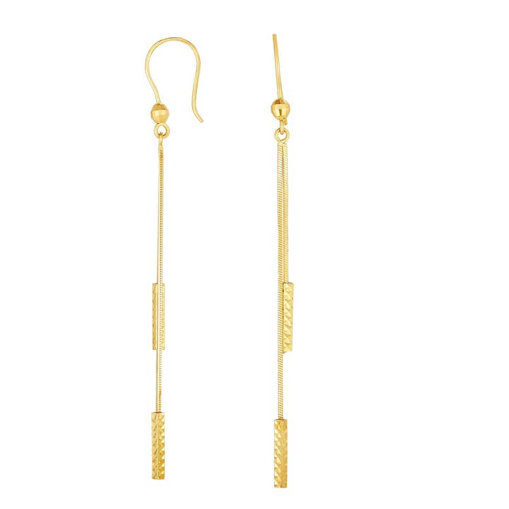 14kt Gold Yellow Finish 2.7x66mm Ball Drop Earring with Euro Wire Clasp for wholesale by The Diamond Deal