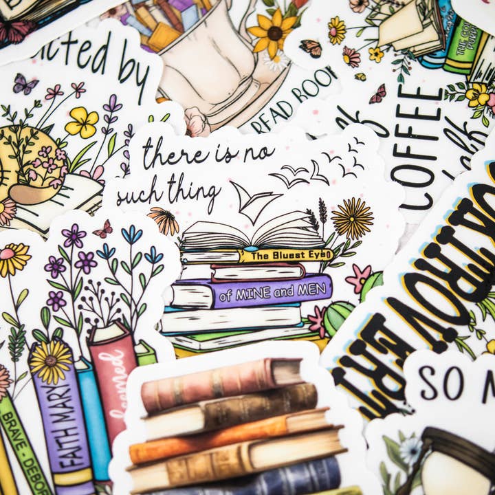 Savannah and James Co - Wholesale Sticker - Drink Tea, Read Books, Be Happy, Vinyl Sticker, 3x3 in.