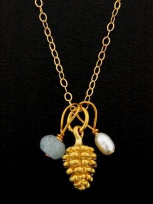 Gold Pine Cone Necklace for wholesale by Sosie Designs