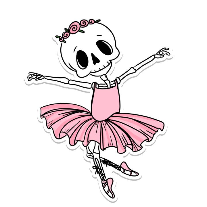 Rebel and Siren Stickers - Wholesale Sticker - Skeleton Ballerina | Gothic | Waterproof Sticker | 3"