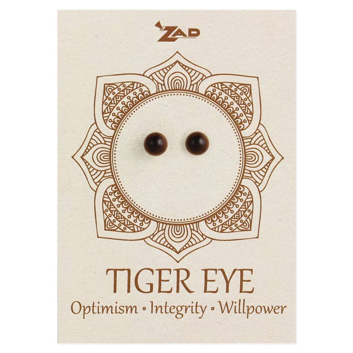 Tiger Eye Round Post Earring for wholesale by ZAD