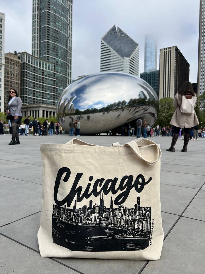 Chicago Canvas Tote Bag for wholesale by KatieMcKDesigns