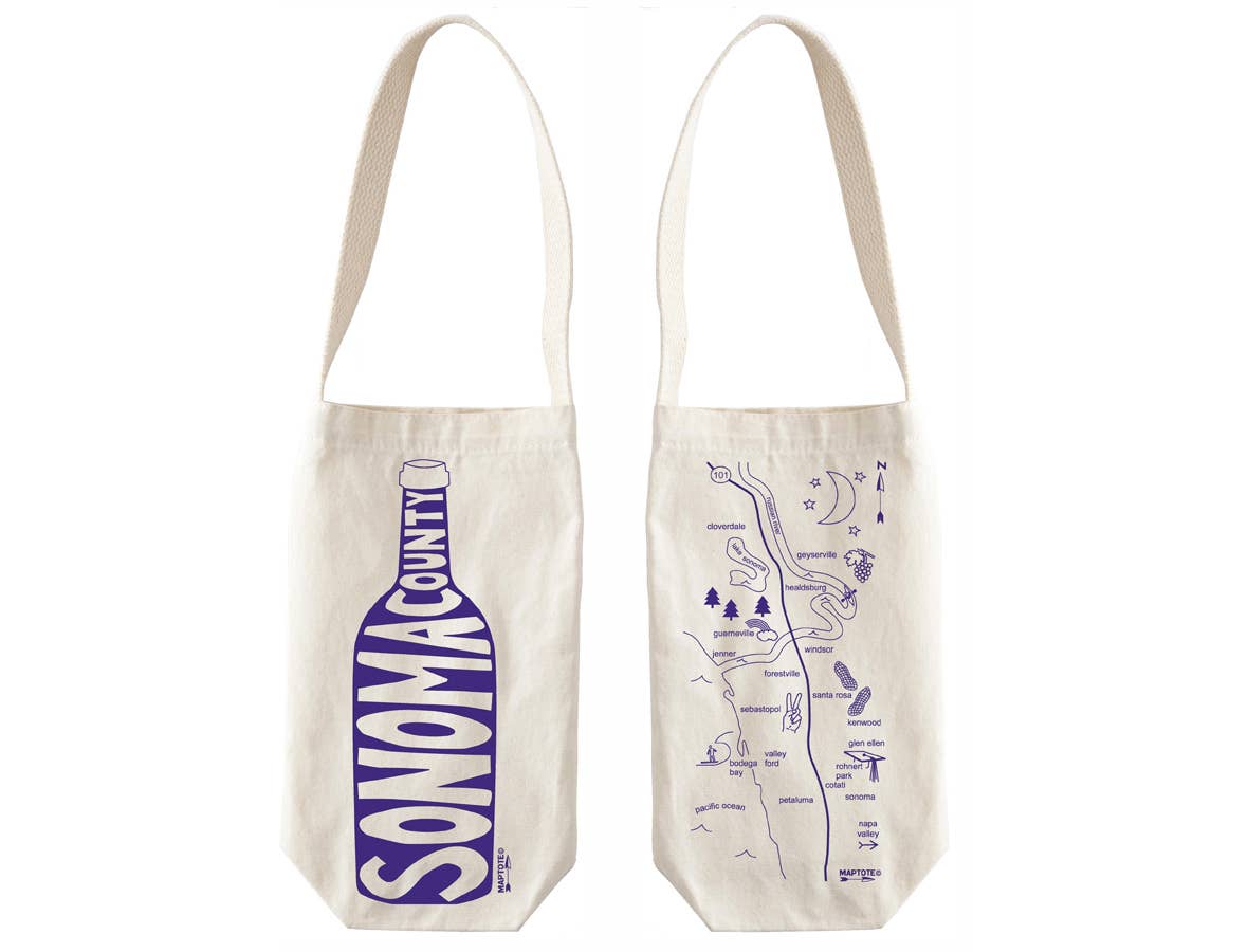 Maptote - Wholesale Wine Tote - Sonoma County Single Wine Tote - USA Made Cotton Canvas Bag0