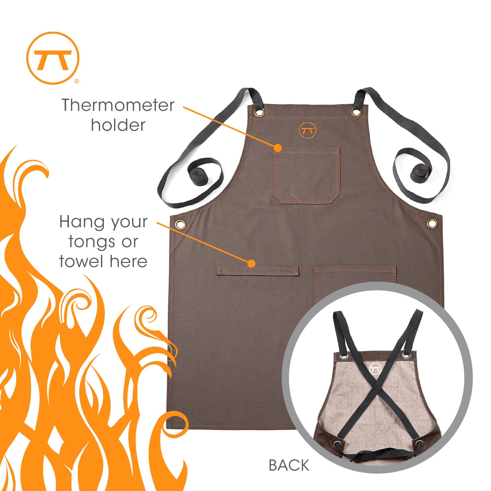 Fox Run Brands – wholesale Apron – Outset Griller's Canvas Apron, Brown, 27" X 30"4