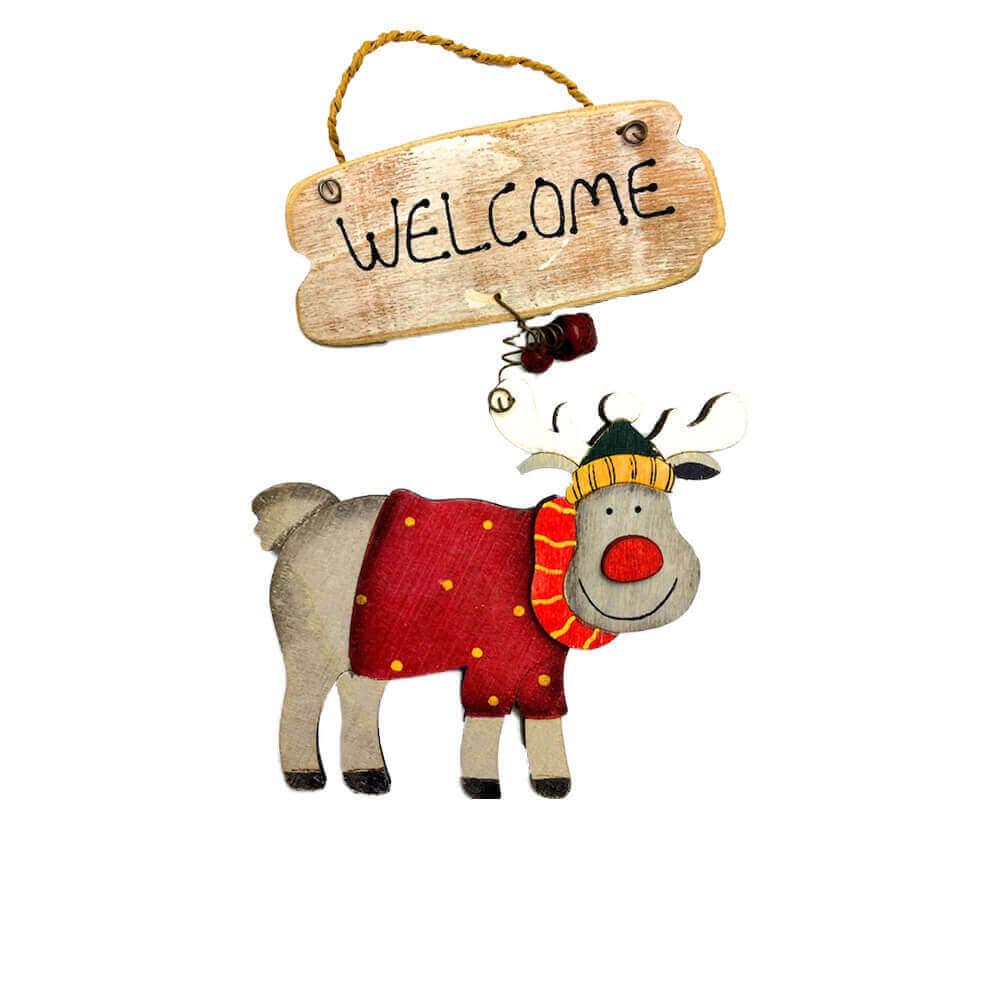 giftland - Vente Objets de décoration - Décoration en bois pour sapin de Noël en forme de renne 17 cm0