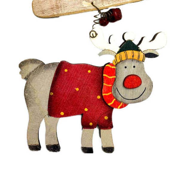 giftland - Vente Objets de décoration - Décoration en bois pour sapin de Noël en forme de renne 17 cm0