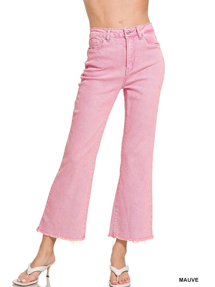 Vanilla Monkey - Wholesale Pants - Women's - Acid Washed High Waist Frayed Hem Bootcut Pants2