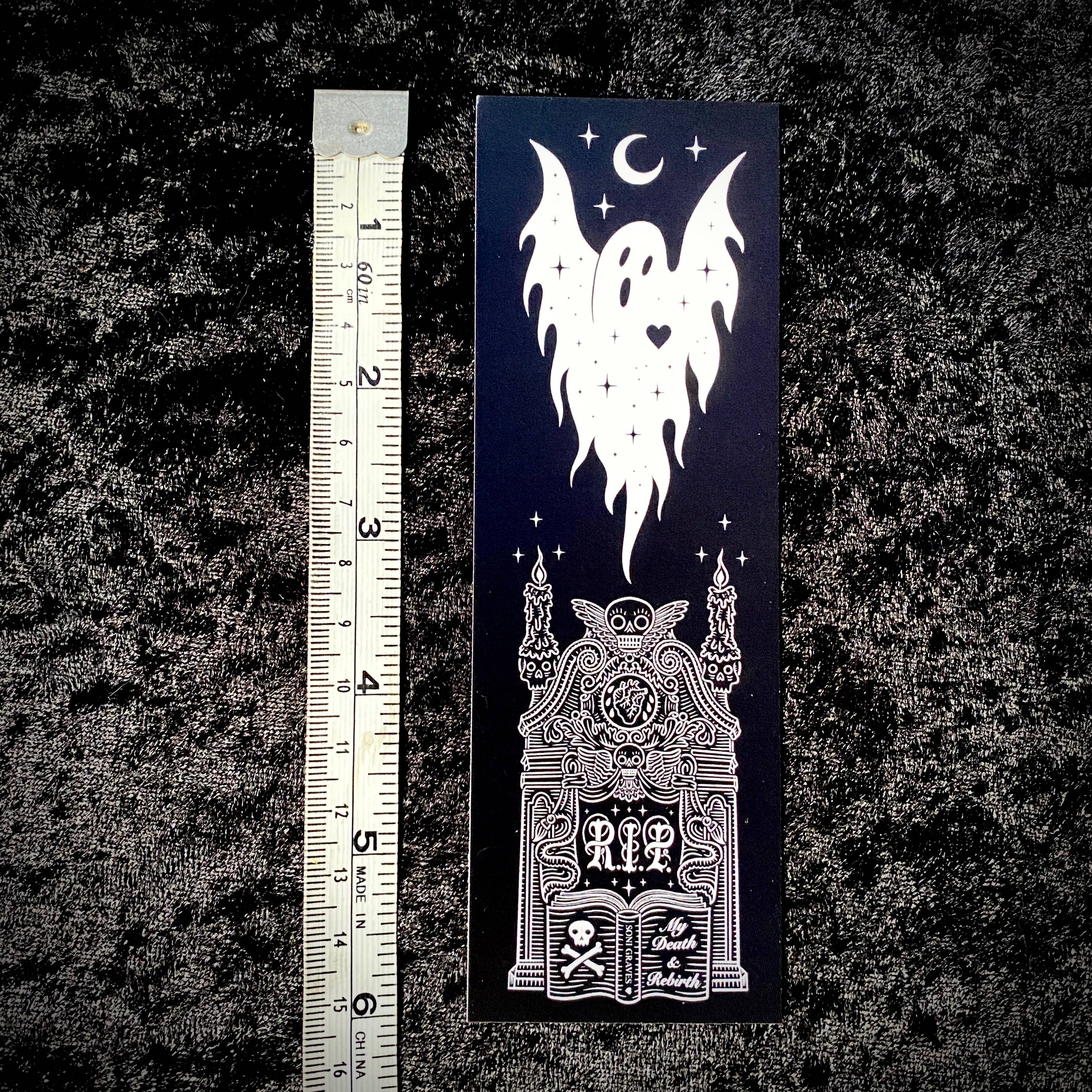 Soni Graves - Wholesale Bookmark - Gravestone Ghost Bookmark: Double Sided, Spooky Whimsical2