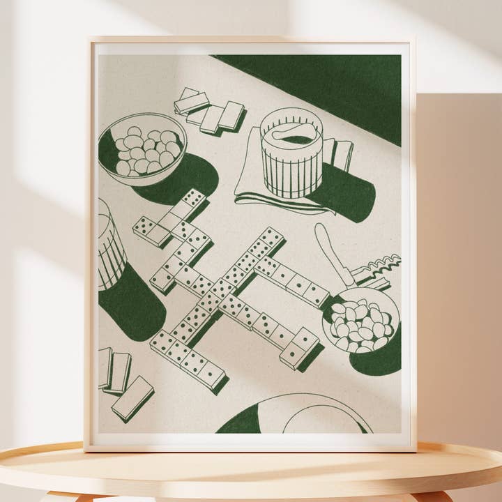 Ev Mat Studio - Wholesale Art Print - Game Night Drinks and Dominoes Art Print1