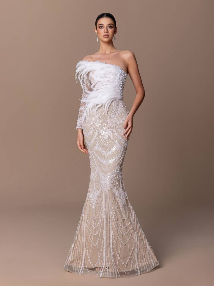 5276 - Feather Point Sequin Dress for wholesale by ILY From