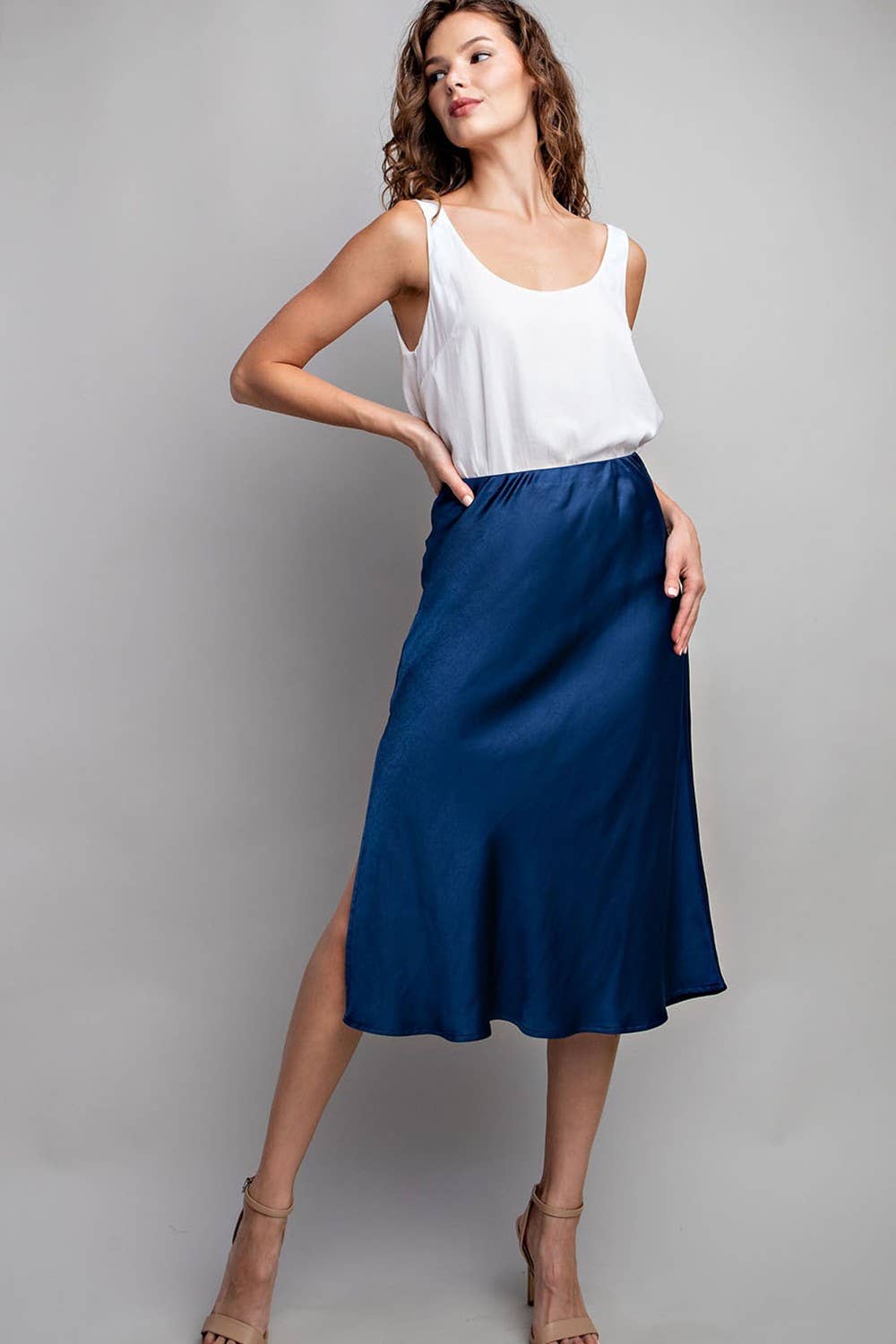 Peace Love Line - Wholesale Skirt - Women's - SLI4059 - SATIN MIDI SKIRT15