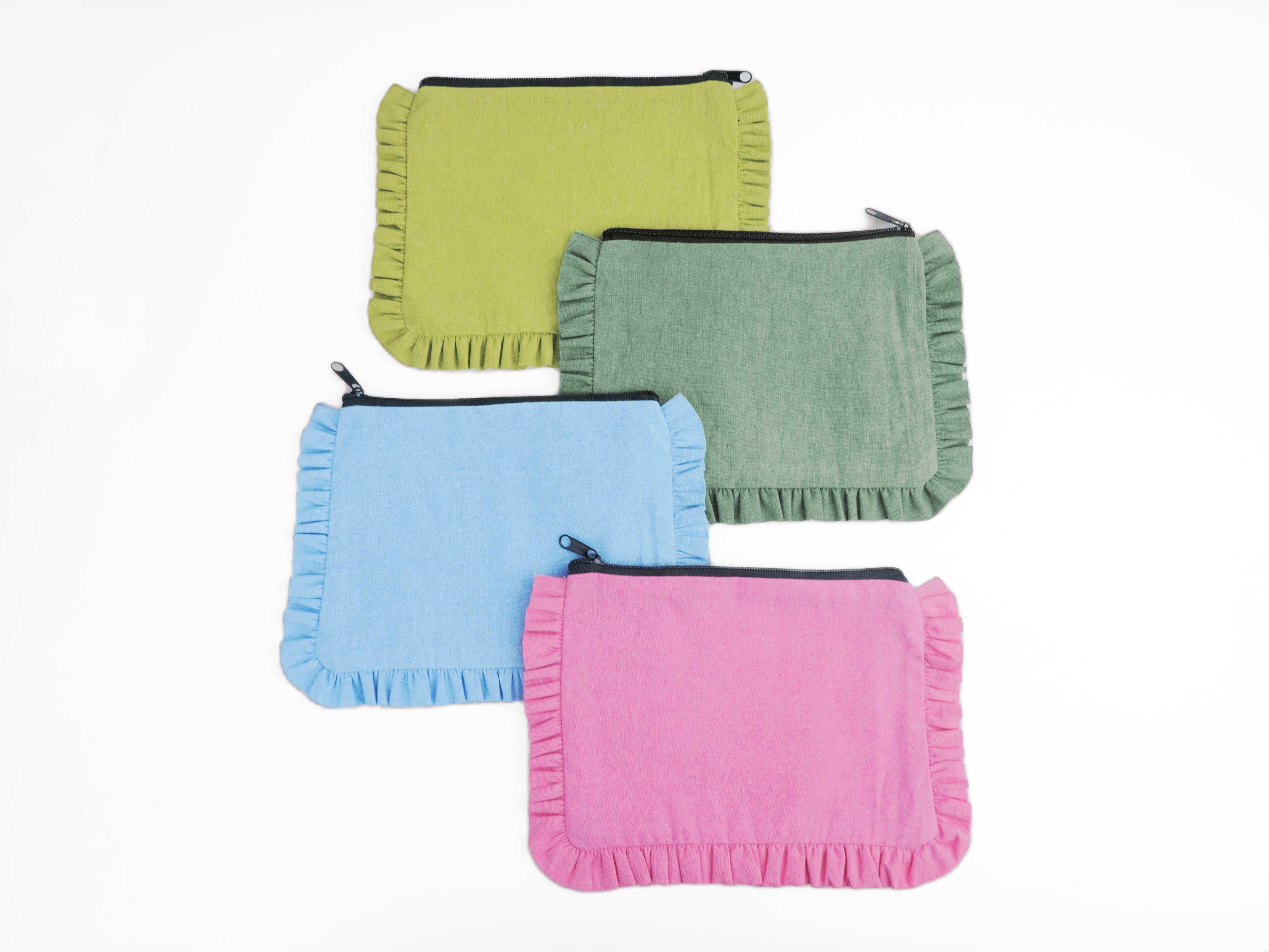 House of Kraft - Wholesale Pouch - Women's - Canvas Ruffle Pouches | Canvas Travel Pouches | Zipper Pouch21