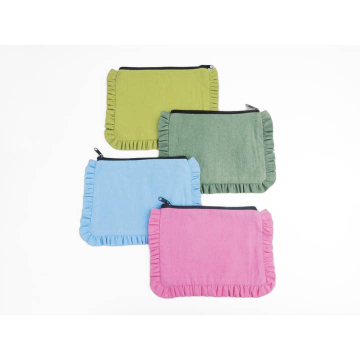 House of Kraft - Wholesale Pouch - Women's - Canvas Ruffle Pouches | Canvas Travel Pouches | Zipper Pouch21