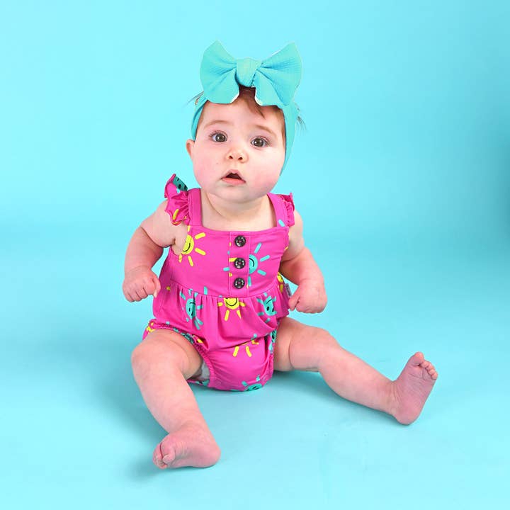 Gigi and Max - Wholesale Bodysuit (Non-Footed) - Baby - Brittany Smiliey Face BUTTON BUBBLE Bamboo