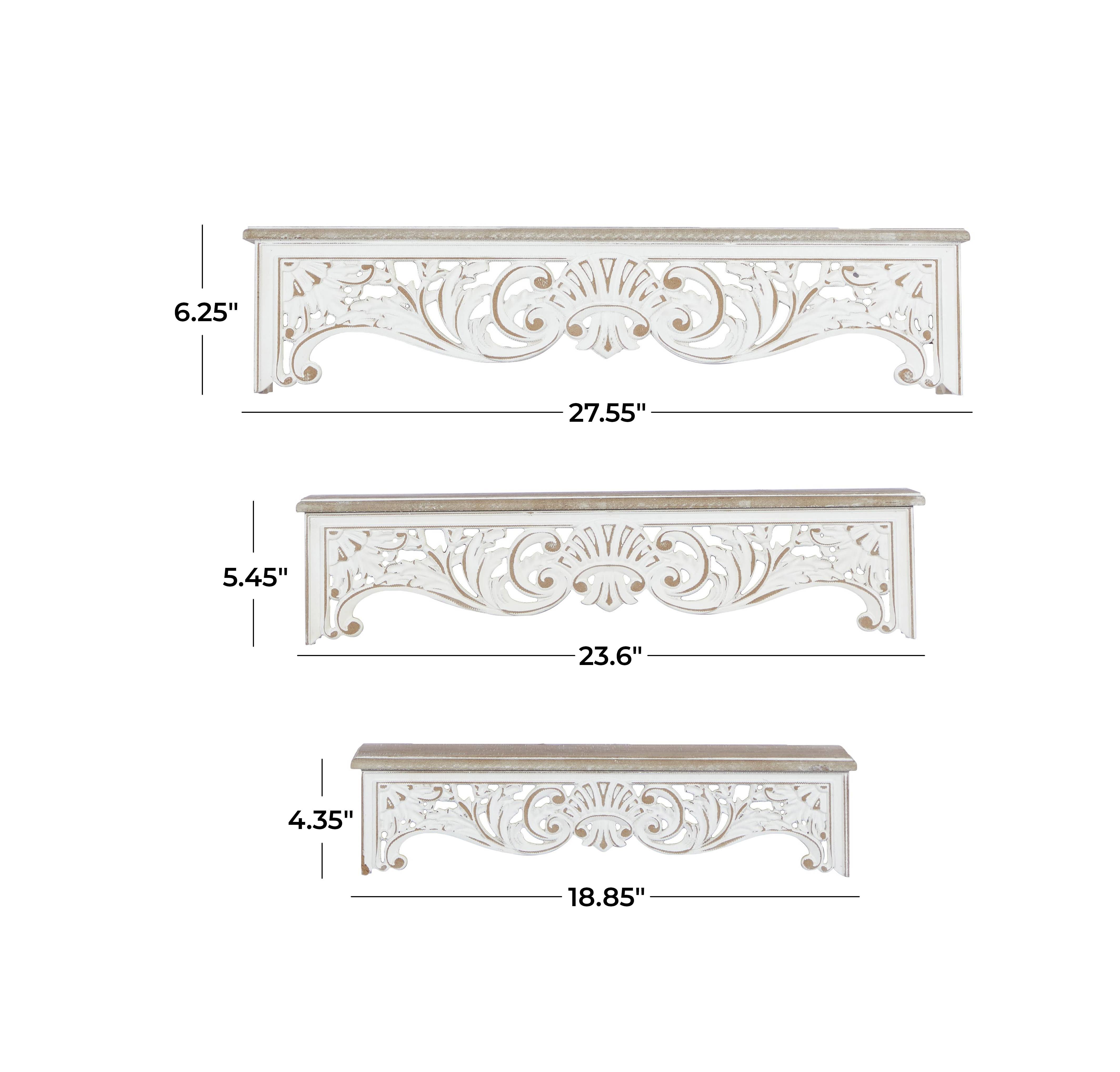 Import Corner - Wholesale Wall Mounted Shelf - A-92138: WOOD WALL SHELF SET OF 3 19", 24", 28"W1