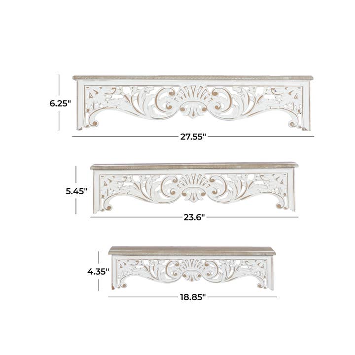 Import Corner - Wholesale Wall Mounted Shelf - A-92138: WOOD WALL SHELF SET OF 3 19", 24", 28"W1
