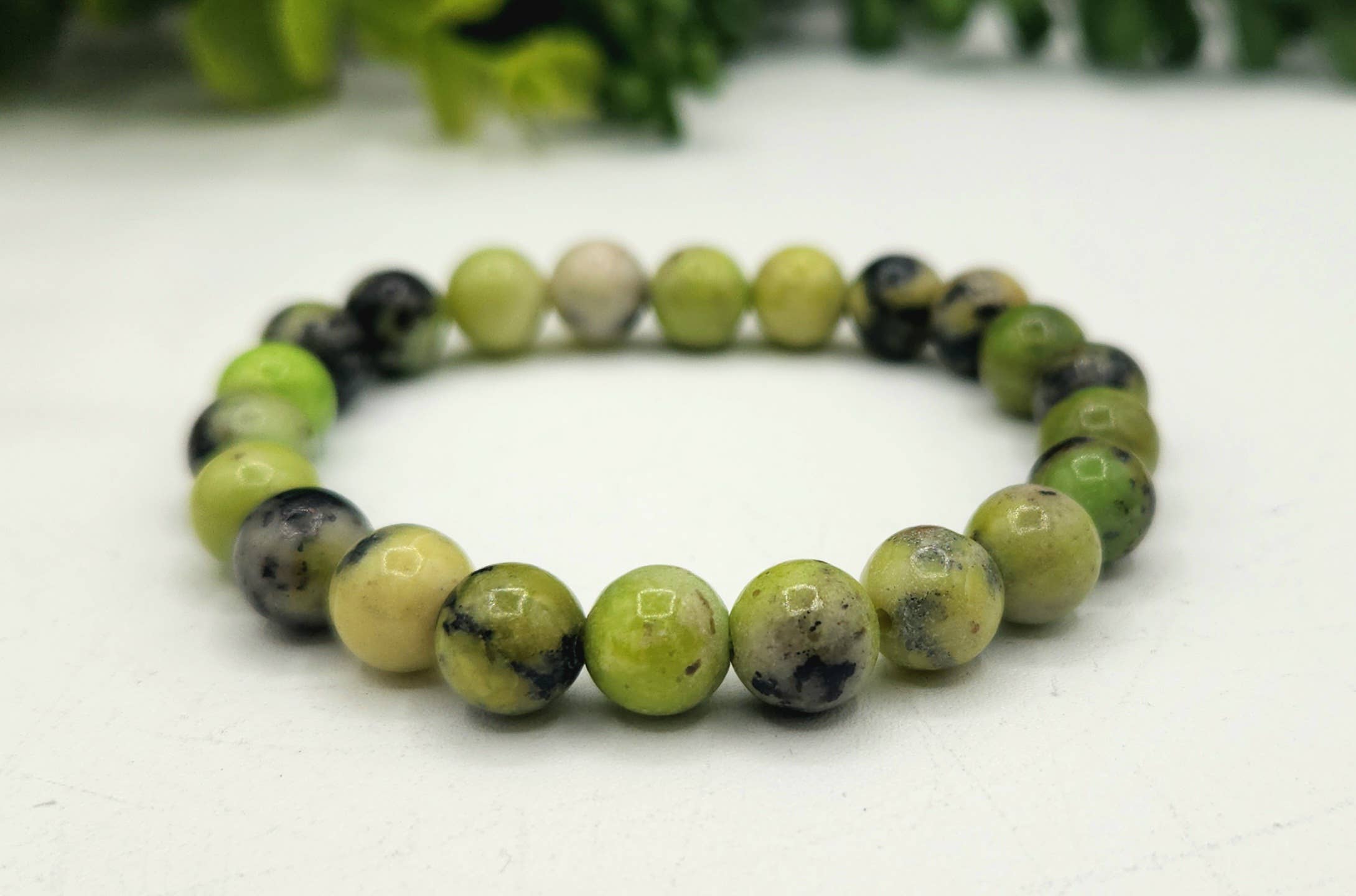 Meraki Gemstones - Wholesale Beaded Bracelet - Serpentine 8mm Stretchable Gemstone Bracelet-7.5"Long  1