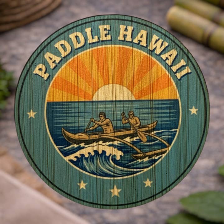 Paddla Hawaii för wholesale av Bamboo Wood Stickers