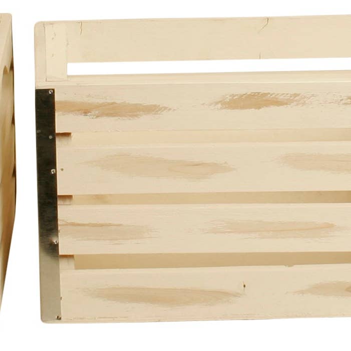 WALD IMPORTS - Vente Bacs de rangement - Lot de 3 caisses en bois Sm avec garniture en métal1
