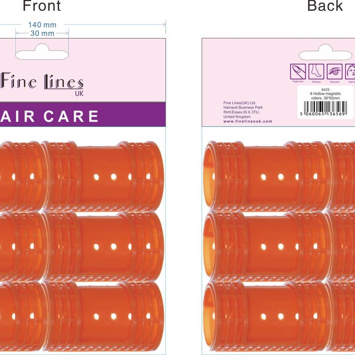 Fine Lines (UK) Ltd – wholesale Hair curlers – Hollow Magnetic Rollers, 38x65mm 6425