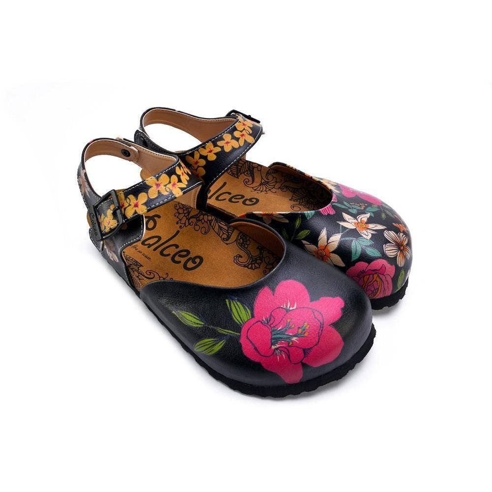 Goby - Wholesale Clogs - Women's - Roze, witte, oranje bloemen en blauwe, groene bladpatroon klompen - CAL16090