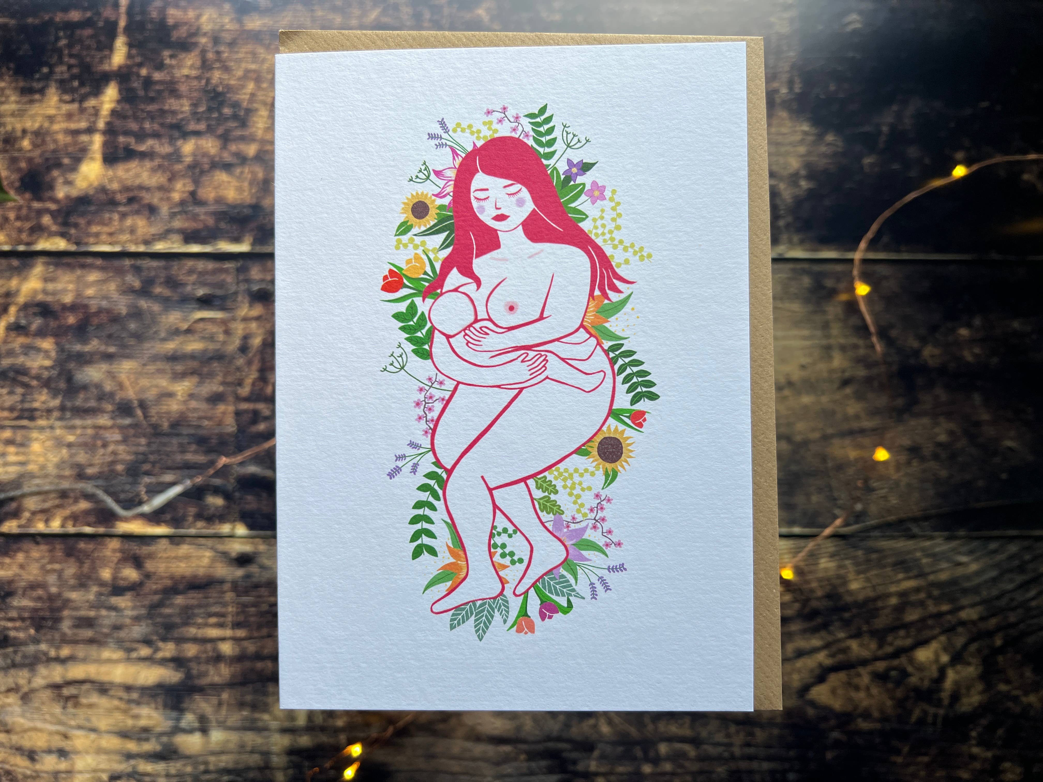 Georgina Doodles – wholesale Baby card – Breastfeeding Mother Greetings Card | Digital illustration