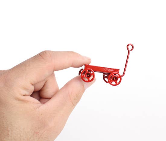 Factory Direct Craft - Wholesale Doll Accessory Kit - Kids - 1-3/4"  Dollhouse Miniature Retro Red Metal Wagon 2