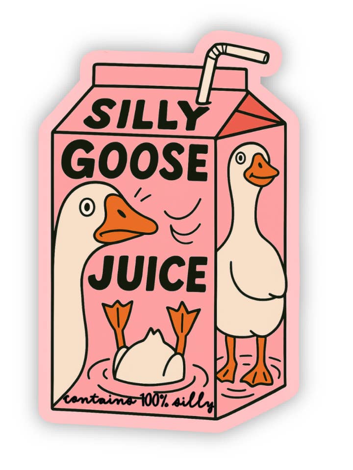 "Silly Goose Juice" Klistermärke – Rolig Gåskartoon för wholesale av inviting affairs paperie