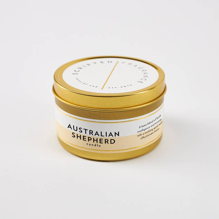 Scripted Fragrance - Wholesale Jar/Filled Candle - Australian Shepherd Dog Soy Candle in Drinking Glass2