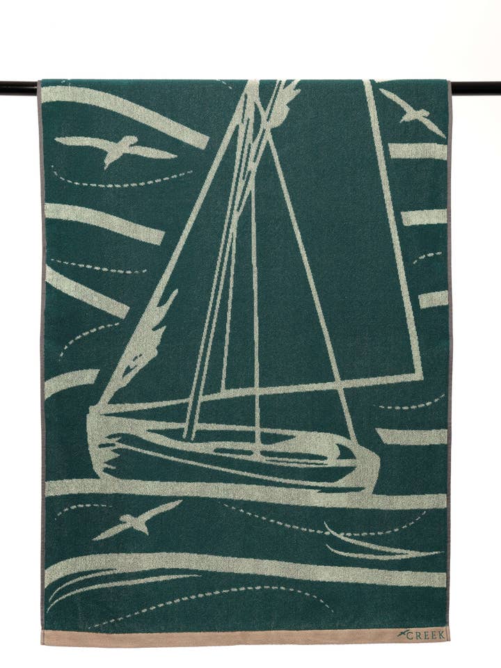 Single Sailboat Cotton Beach Towel for wholesale by Creek Lifestyle