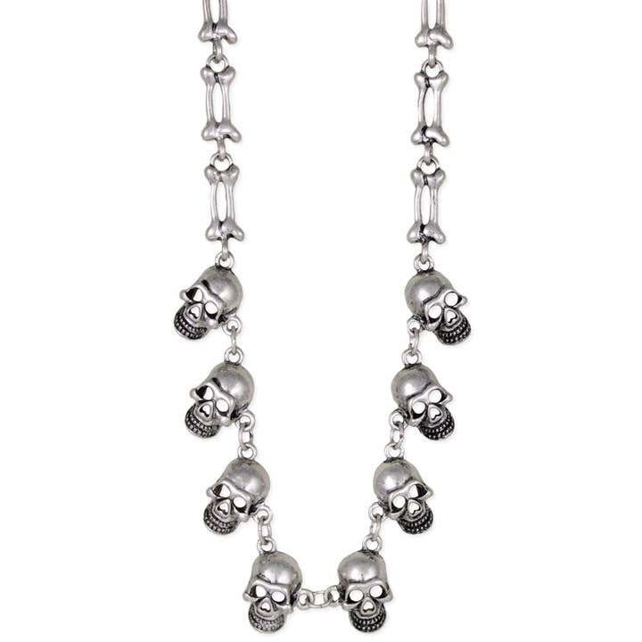 Silver Edge Skulls & Bones Necklace for wholesale by ZAD