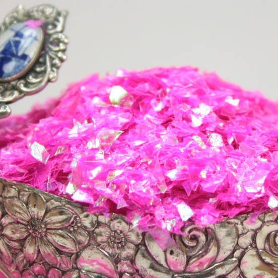 Pink - Iridescent Glass Glitter Ice Flakes for wholesale on Faire