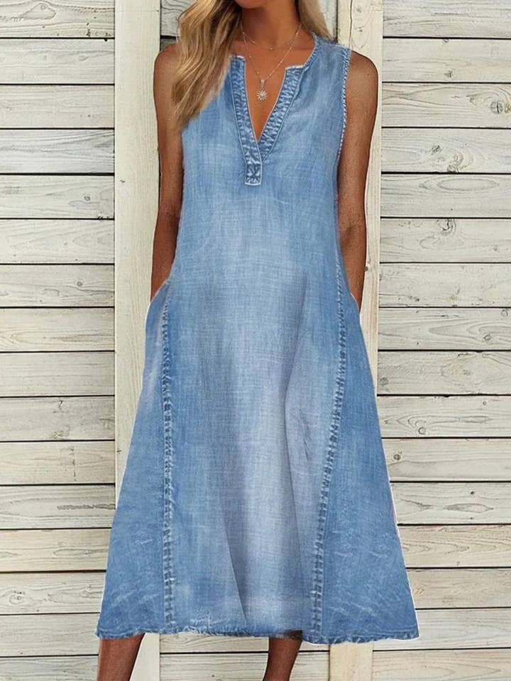 Serenity Collective - Wholesale Dress - Women's - Sleeveless Denim Dress