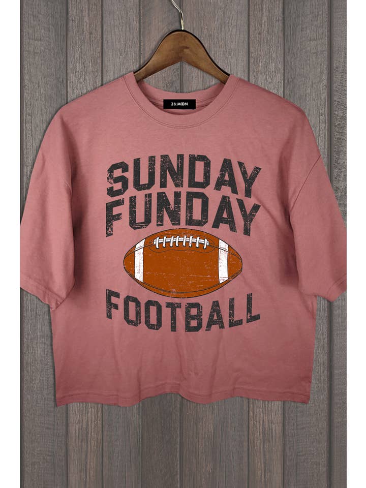 2&moon - Wholesale Screen Printed T-Shirt - Women's - SUNDAY FUNDAY FOOTBALL CROP TEE4