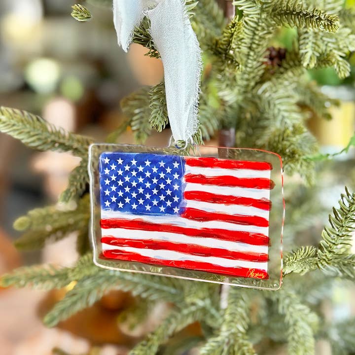 Songbird Grove Collection - Wholesale Ornament - Acrylic American Flag Christmas Ornament