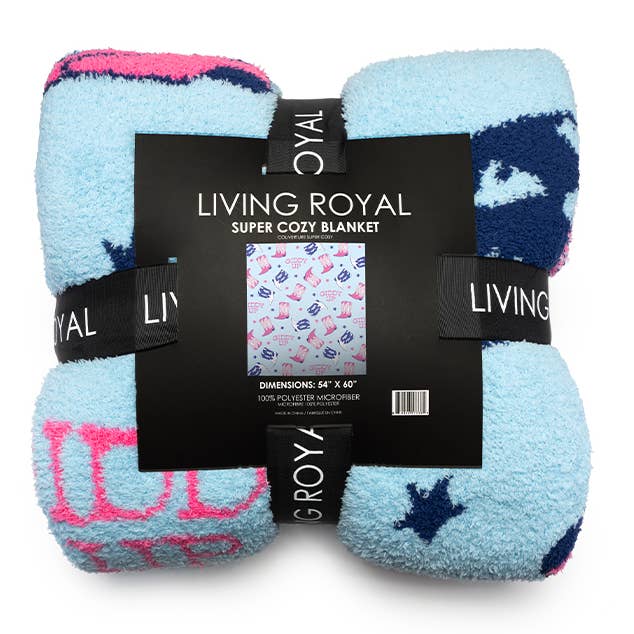 Living Royal - Wholesale Bedding Blanket - Throw Blanket - Cowgirl Boots - "Giddy Up" - Blue & Pink