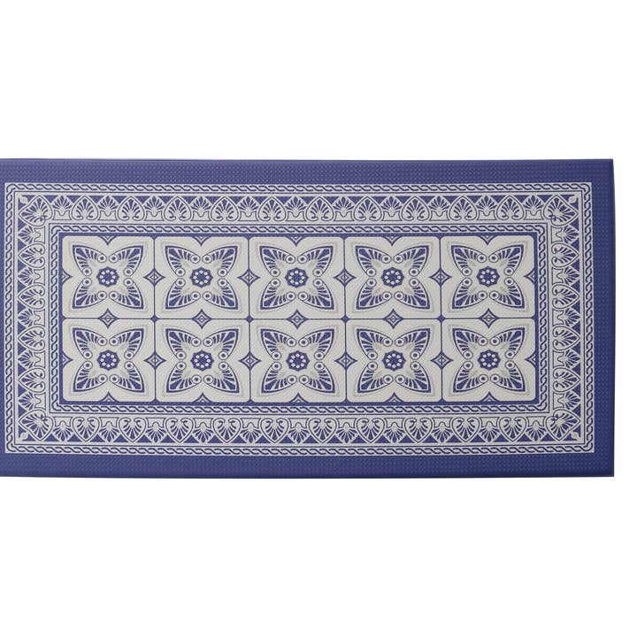 J&V TEXTILES - Wholesale Floor Mat - 20" X 39" Blue Geo Anti-Fatigue Mat