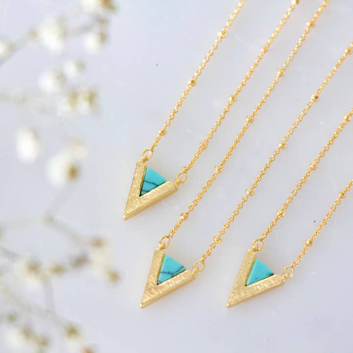 Turquoise Triangle Necklace for wholesale by Mesa Blue