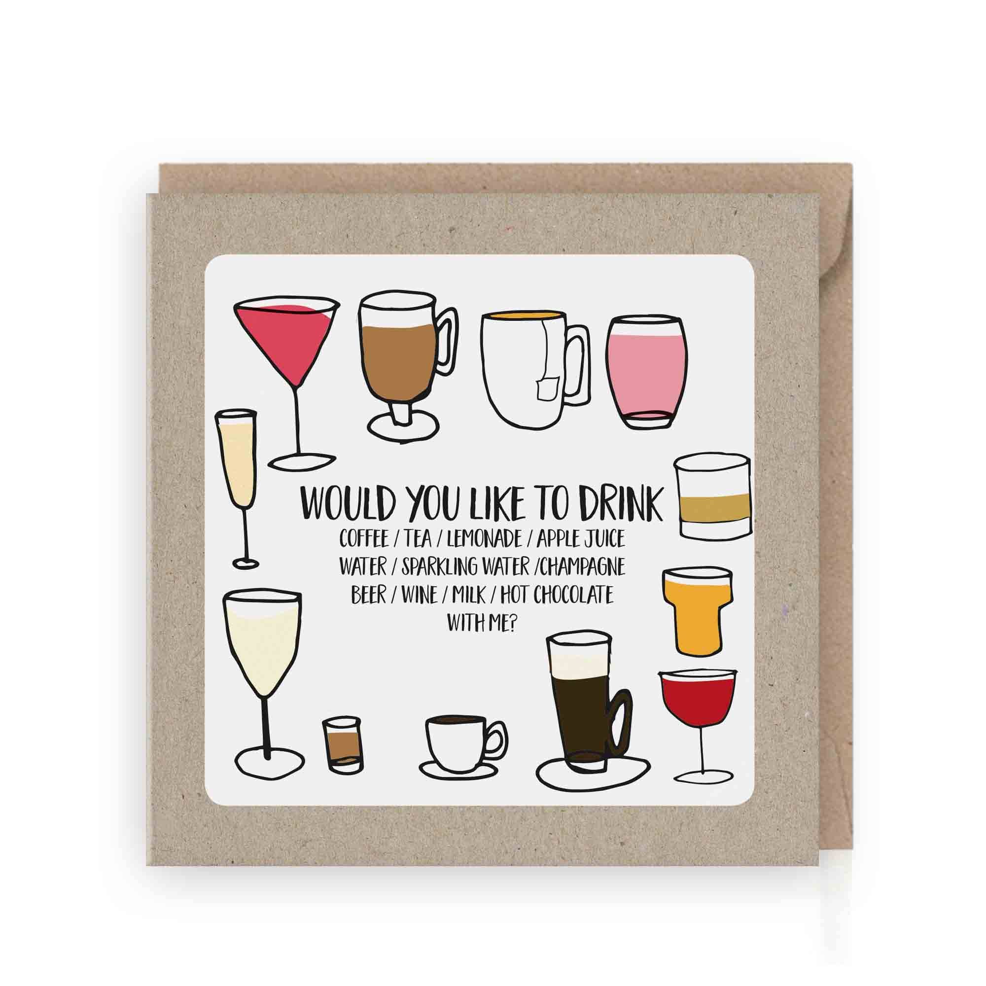 Grafiquelien - Wholesale Love Card - Greeting Card Would You Like To Have A Drink With Me