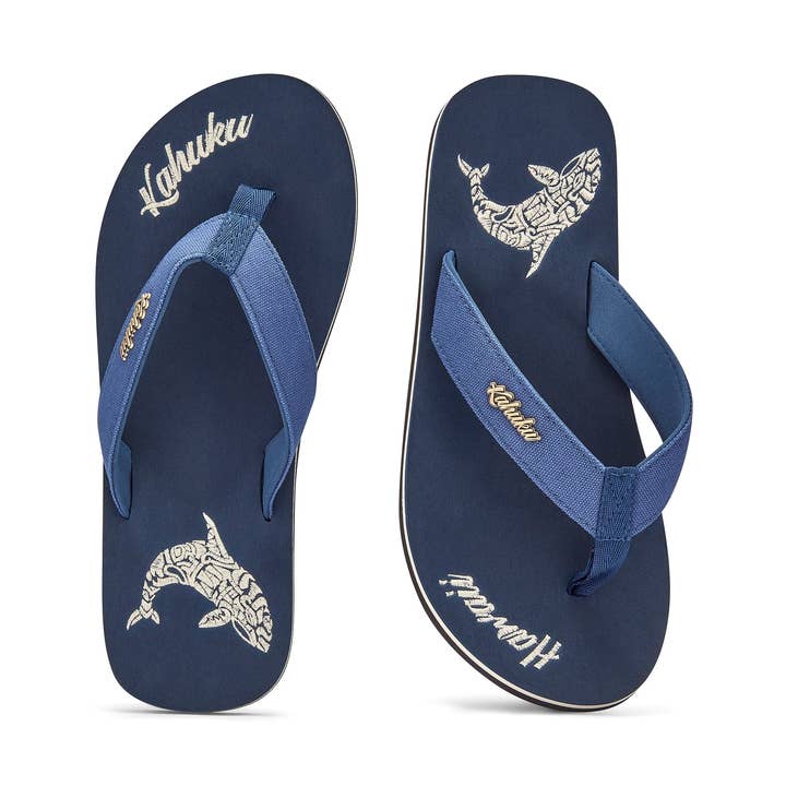 Slippahs Men's Flip-Flops - Navy Whale for wholesale by Kahuku UK